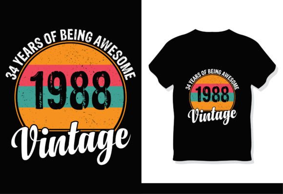 34 Years of Being Awesome 1988 Vintage: A Timeless Design for DIY Creations and More