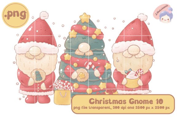 Christmas Gnome 10 with Brown Line: A Versatile Clipart for Creative and Commercial Projects