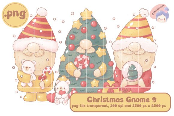 Christmas Gnome 9 with Brown Line: A Versatile Clipart for Modern Creative Projects