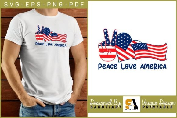 Peace Love America Sublimation Design