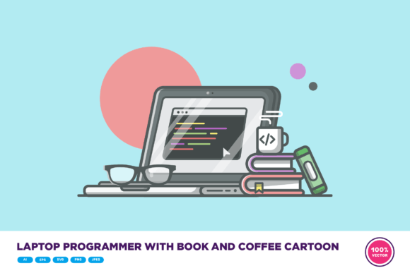 The Laptop Programmer with Book and Coffee: A Symbol of Modern Productivity